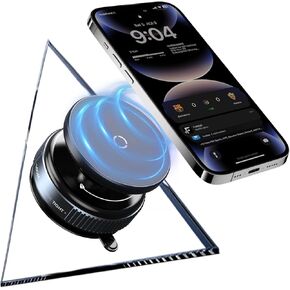 Magnetic Shower Phone Holder 360 Degree Rotating Suction Cup Cell Phone Wall Mount Vacuum Magnetic Suction Phone Mount for Kitchen Gym&All Smooth Surface Compatible with All Smartphones