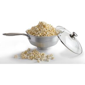 Popcorn Popper | No-Shake, No-Stir Premium Stovetop Popcorn Maker | Popcorn Pan | Popcorn Pot | Pops Kernels Perfectly Without Burning | Easy Serving