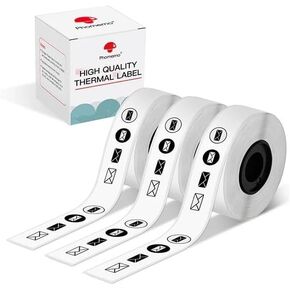 Phomemo D30 Continuous Labels, D35 Q30 Q31 Q32 Q30S Long Label Tape, Sticker Thermal Paper Self-Adhesive D30 Label Maker Tape Consumables, Black on White, 15mm x 6m (0.59 x 236.22 Inch) 3-Roll
