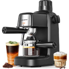 3.5Bar Espresso Machine with Milk Frother, 800W Compact Espresso and Cappuccino Machine with Preheating Function, 4 Cup Espresso Maker for Cappuccino or Latte, Gift for Coffee Lover
