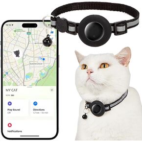 Cat Tracker GPS Collar for Cats Electronic Pet Locator for iOS Waterproof Apple Find My Compatible No Monthly Fee Small to Large Cats Tracking Smart Collar Advanced Pet Tracking Solution