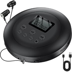 Gueray CD Player Portable CD Walkman : Portable CD Player for Car CD Discman Anti-Skip Shockproof Personal CD Player with Headphones Jack USB AUX & LCD Display CD Disc Memory Function (US-2401)