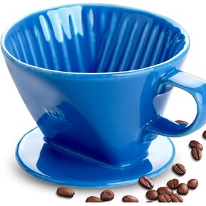 Handmade Pour Over Ceramic Coffee Dripper - Authentic Brewing Experience for Camping, Office, and Home (White)
