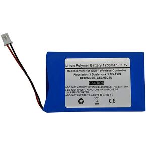 1250mAh 3.7V LIP1472 LIP1859 Replacement Battery for Sony PS3 PlayStation 3 Dualshock 3 SIXAXIS Wireless Controller, CECHZC2E, CECHZC2U
