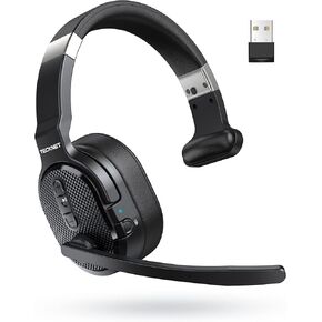 TECKNET Trucker Bluetooth Headset, AI Noise Canceling 70h Wireless Headphones Bluetooth with Microphone & Dongle, ENC Bluetooth Headset with Mute for PC Phone Laptop Office Home, All Day Comfort