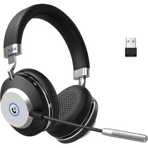 Wantek Wireless Headset with AI Noise Cancelling Microphone Bluetooth Headset - Bluetooth V5.2 Headphones with USB Dongle