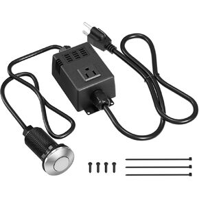 Garbage Disposal Button Kit, Air Switch Garbage Disposal Brushed Stainless Steel Long Button Sink Top Switch with 16 AWG Wires
