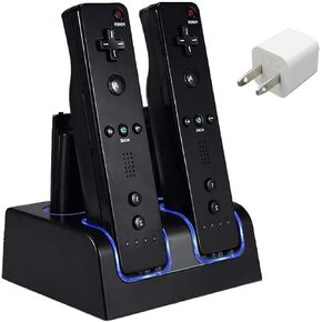 Wii Remote Charger Station 4-in-1 for Wii U Charger Cord Rechargeable Battery Pack with Four 2800mAh Wiimote Batteries