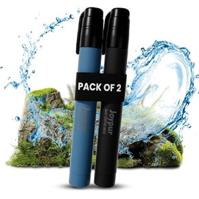 Portable Water Filter Straw Survival,Essential Camping & Hiking Gear,Water Purification Straw for Travel, Biking and Emergency Preparedness(2 Pack,Blue+Black)