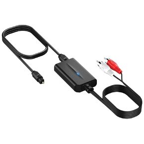 192kHz DAC Digital to Analog Audio Converter 7ft/2.1m Digital Audio Optical to RCA Cable SPDIF to RCA Converter with Built-in Audio Amplifier Chipset for HDTV, DVD, Blu-Ray Players RCA Male