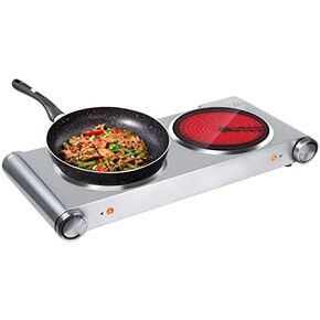 Davivy Electric Hot Plate,Electric Ceramic Plate,Portable Infrared Electric Stove with Adjustable Temperature, 7inch Countertop for Home/Camp for All Cookwares (Double)