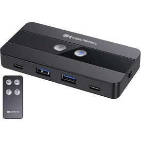 Cable Matters 10Gbps 4-Port USB and USB C Switch for 2 Computers with USB-C, Includes Remote Control, Data Only, No Video Support, No Host Charging, Share 2X USB-A and 2X USB-C Peripherals