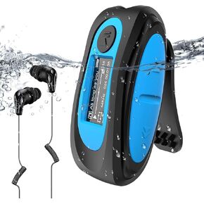 AGPTEK IPX8 Waterproof Mp3 Player with Screen, Multi-Functional Clip Music Player with Waterproof Headphones for Surfing Swimming Water Sports