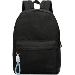 SUPACOOL Casual Laptop Backpack for Men and Women, School Backpack for Boys and Girls, College Bookbag, USB Charging Port, Lightweight Back Pack(Black)