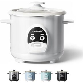 Electric Rice Cooker with One Touch for Asian Japanese Sushi Rice, 3-cup Uncooked/6-cup Cooked, Fast&Convenient Cooker with Ceramic Nonstick Coating inner pot, Auto Warmer, White