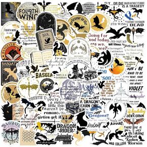 100 Pcs Fourth Wing Stickers for Teens Girls Kids，Waterproof Vinyl Stickers for Water Bottles Laptop Skateboard Luggage Computer Stickers for Adult Book Dragon Lover (White)