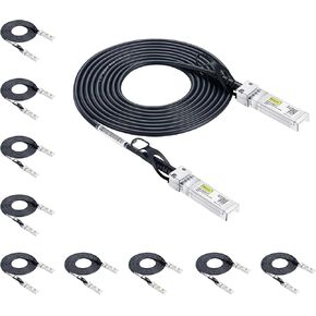 10G SFP+ DAC Cable - 10GBASE-CU Passive Direct Attach Copper Twinax SFP Cable for Cisco SFP-H10GB-CU3M, Meraki MA-CBL-TA-3M, Ubiquiti UniFi, Netgear, Fortinet, 3-Meter(10ft), 10-Pack