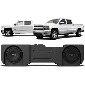 STINGER Chevy Silverado/GMC Sierra 1500 (2014-18) 2500/3500 (2014-19) Crew Cab Under Seat Dual 10" Loaded Sealed Subwoofer Enclosure Box, 800W RMS/1200W Max, 4 Ohm