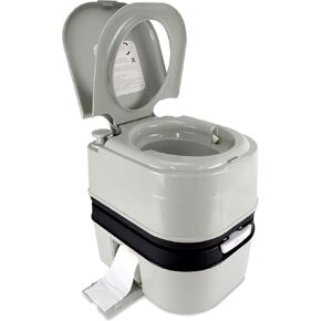 Portable Toilet, 6.4 Gallon 24L Piston Pump Flush with Level indicator Detachable Anti-Leak Handle Water Pump,Rotating Spout Indoor & Outdoor Hiking Toilet for Camping, Fishing Travel