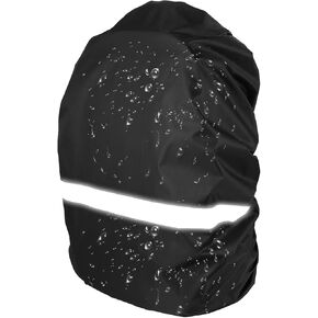 غطاء المطر على الظهر Jeffdad مقاوم للماء ، وضوح قابلة للطي ، شرائط عاكسة مضادة للضادة ، غطاء المطر فائقة الغموض للتنزه في التخييم ، مسافر (26-40 لتر) (أسود) (أسود) in Kuwait