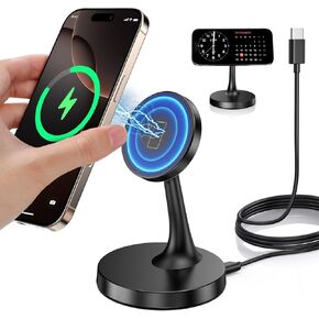 Magnetic Wireless Charger iPhone Stand 15W Fast Mag-Safe Charger for iPhone 16/16 Pro/16 Plus/16 Pro Max/15/14/13/12 Series Apple Magnet Wireless Charging Station/Pad for AirPods