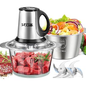 Meat Grinder，Electric Food Chopper，Food Processors, Vegetable Chopper，Meat mincer 2 Bowls +2 Sets of Bi-Level Blades for Baby Food, Meat,Onion, Vegetables