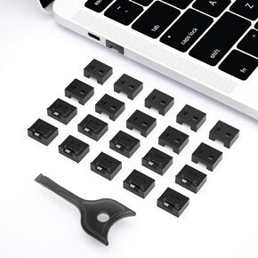 20PCS USB-A Port Lock with 1 Keys,Removable USB Type-A Locks, Data Protection, Dust & Moisture Resistant,for USB Type A Port, PC, Laptop,TV,Router（Black）