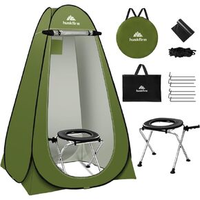 Portable Toilet Kit for Adults, Pop Up Privacy Tent, Stainless Steel Portable Camping Toilet with Toilet Tent, Instant Portable Outdoor Shower Tent Camp Toilet Changing Dressing Room