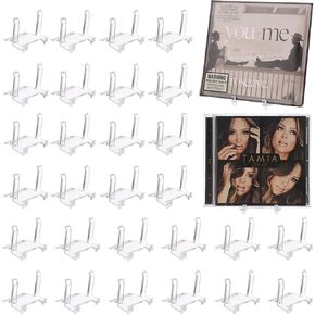 BTSKY 30 PCS Clear Acrylic CD Holders, CD/DVD Display Rack, CD Storage Rack Organizer Stand Acrylic Easel Stand for Display CD, DVD, Album Practical CD Racks for Media Shelf (Not include CD)