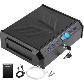 Gun Safe for Handgun, Biometric Pistol Safe, 3 Ways Quick Access Unlock Fingerprint Digital Code Key, Multi-Security Handgun Case Suitable for Nightstand Bedside Home Car