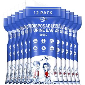 Disposable Urine Bags 900ML 12/24 Pieces, Emergency Portable Pee Bags for Women Men, Travel Urinal Bag, Unisex Urinal Toilet Bag for Road Trips Camping Hiking Traffic Jams