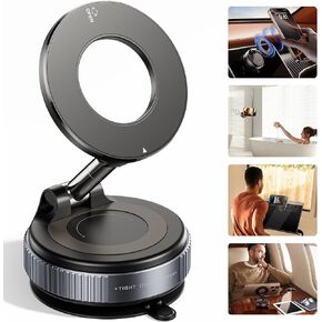 Strong Magnetic Car Phone Holder for MagSafe Ultra Vacuum Suction Cup Phone Mount 360° Cell Phone Holders for Your Car Accessories for iPhone 16 15 14 13 12 Android