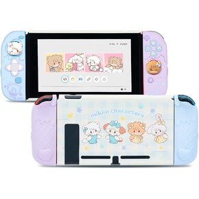 GeekShare Protective Case for Switch,Slim Cover Case Compatible with Switch,Separable Soft Silicone Protective Shell for Joy Con with 2 Thumb Grip Caps- Mikko Sweet Thoughts