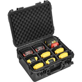 Storage Case for Dewalt/Milwaukee Battery - Waterproof Hard Tool Battery Bag for Dewalt 8v/12v//20v/60v Max XR Battery & Charger, Organizer Box for Dewalt/Milwaukee 2.0-12.0 AH Battery(Case Only)
