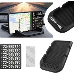 Upgrade Anti Slip Mat for Car Dashboard with Double-Groove for Cell Phone Holder,Sunglass Holder,Car Key Holder,Car Anti-Slip Mat with Number Plate,Car Accessories Car Dashboard Mat