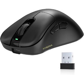 Wireless Gaming Mouse, 24000 DPI, Wired/2.4GHz/Bluetooth Ergonomic Mouse with Anti-Slip Grips, PAW3311 Sensor, 57g Lightweight Rechargeable Gaming Mice for Laptop/PC/Mac/Tablet, Black