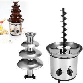 Stainless Steel Chocolate Fountain Chocolate Fondue Maker Four layer Chocolate Fondue Machine large capacity easy to for cafes restaurants(British Flag Type),chocolate fountain