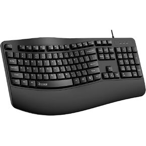 Ergonomic Keyboard, Wired Computer Keyboard with Wrist Rest, Wave Keyboard for Natural Typing,Spill-Resistant Keyboard Compatible with Windows/PC/Laptop(Black)