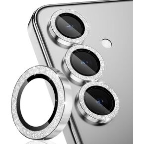 CloudValley for Samsung Galaxy S25 Camera Lens Protector Bling, 9H Tempered Glass + Aluminum Alloy Metal Individual Lens Protective Ring [Glitter Decoration] Ultra-HD Tempered Glass Cover,Glitter Navy