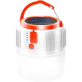 LETOUR Solar Light Bulb 4800 Lumen LED Emergency Portable Light IP45 Rainproof Battery Solar Powered Flashlight for Tent Hanging Fishing Hiking Survival kit for Outdoor Outage (Orange)