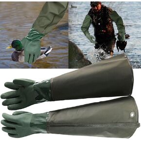 Shoulder Length Decoy Duck Gloves，28" Waterfowl Heavy Duty Duck Hunting Accessories and Gear, Waterproof Waterfowl Decoy Duck Gloves for Men Outdoor Hunting Keep Warm and Dry