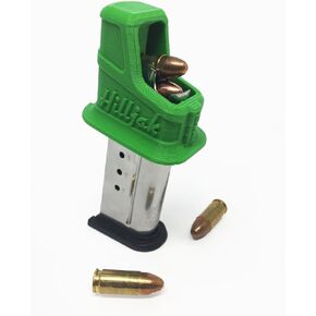 Magazine Speed Loader for Smith & Wesson M&P 9 Shield (1.0, 2.0) 40 Shield, Springfield Armory XD-S XD-E 9mm Single-Stack Magazines, Hilljak Quickie Loader QL9S - Hunter Green