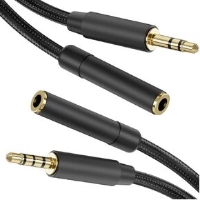 Headphone Extension Cable, 2PCS-6.6FT-Hi-Fi Sound-TRRS and TRS, 3.5mm Audio Cable Extension Male to Female Nylon Braided Aux Cord Extender for iPhone, iPad, Smartphones, Tablets, Media Players