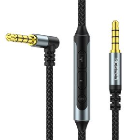 MCSPER Replacement Audio Cable Cord Wire (4FT),Compatible with Bose QC25, QC35, QuietComfort 25, QuietComfort 35, OE2 & OE2i, 2.5mm to 3.5mm On-Ear Headphones Wire Inline Mic/Remote Control