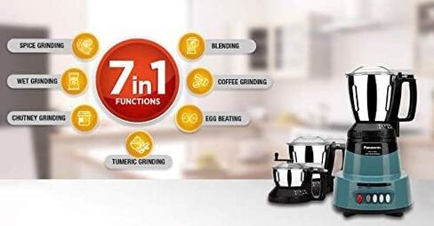 Panasonic 1500W MILLER GRINDER مع 3 الجرار الفولاذ المقاوم للصدأ ، (كورال أزرق) MX-AV325 | سلسلة عناصر مع شفرة الفولاذ المقاوم للصدأ SS304 in Saudi Arabia