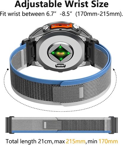 26mm QuickFit Watch Bands متوافقة مع Garmin Enduro 3/Fenix ​​8 Amoled 51mm/Fenix ​​7x Pro/7x/6x Pro/6x/5x Plus/5x/3 Hr ، حزام نايلون الرياضي لـ Tactix 7 AMOLED/Descent Mk3i-51mm/Mk2i/Mk2 /Tactix Delta in Kuwait
