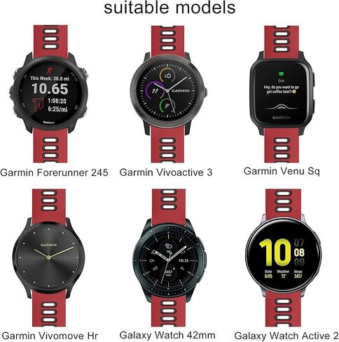 20mm Soft Silicone Replacement Wristband Compatible with Garmin Vivoactive 3/ Forerunner 645/ Venu Strap, for Samsung Galaxy Watch 3 42mm/ Galaxy Active 2/ Gear Sport Smartwatch in Kuwait