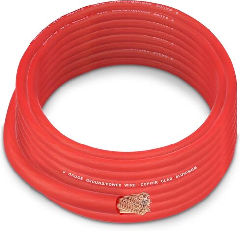 8 سلك مقياس (25 قدمًا أحمر) SGANGCAR كابل سلك الأرض المواصفات الحقيقي مع 10 العروات ، 10 غلاف تقليص الحرارة ، CCA CLAD CLAD CCA ، للطاقة/السيارات ، مكبر الصوت ، مكبر صوت صوت السيارة ، كابل الأرض in Kuwait