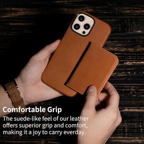 Belemay Minimalist Bifold Magnetic Wallet Compatible with MagSafe, Slim Card Holder for 4 Cards, Vintage Crazy Horse Leather, Compatible with iPhone 16/15/14/13/12 Series and MagSafe Cases, Brown in Kuwait