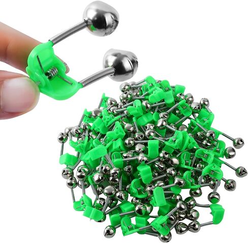 46PCS 3rd Generation Plastic Fishing Bells, Fishing Rod Alarm Bell with Extra Loud Dual Alert Bells Clip, Fishing Bells for Rods, Easy for Night, Ice Fishing, Green. in Saudi Arabia